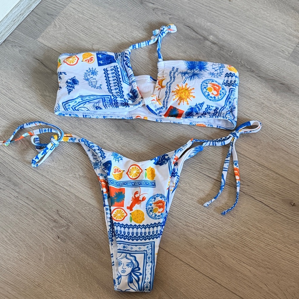 Womens Swimwear Set - Blue and Orange